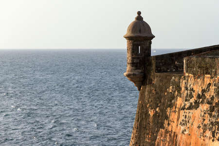 Beautiful sentry box (guerite) at fort San Felipe Del Morro in San Juan, Puerto Ricoのeditorial素材