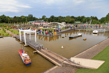 Miniature park Madurodam, home of scale model replicas of famous Dutch landmarks in Scheveningen, The Netherlandsのeditorial素材