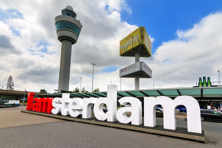 IAMSTERDAM sign at airport Schiphol in the Netherlandsのeditorial素材