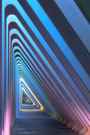 Beautiful abstract view of the interior of the modern architecture railway station Liege-Guillemins...