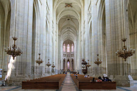 Beautiful interior of the Nantes Cathedral, aka the Cathedral of St. Peter and St. Paul of Nantes (French: Cathédrale Saint-Pierre-et-Saint-Paul de Nantes), a Roman Catholic church in Nantes, Franceのeditorial素材