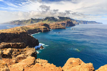 Beautiful landscape view of the east coast of the island Madeira at Ponta de Sao Lourenco nature reserveの写真素材