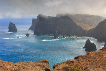 Beautiful landscape view of the east coast of the island Madeira at Ponta de Sao Lourenco nature reserveの写真素材