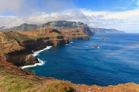 Beautiful landscape view of the east coast of the island Madeira at Ponta de Sao Lourenco nature reserveの写真素材