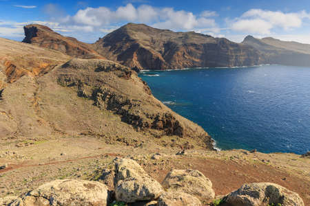Beautiful landscape view of the east coast of the island Madeira at Ponta de Sao Lourenco nature reserveの写真素材