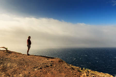 Ponta de Sao Lourenco on the east coast of Madeira island, with the atlantic ocean in summerの写真素材