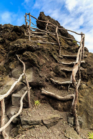 Beautiful viewpoint on the north coast of Madeira at Seixal, on a summer day with blue skyの写真素材