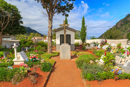Beautiful vibrant view of a small graveyard in the mountains of Madeira, Portugalの写真素材