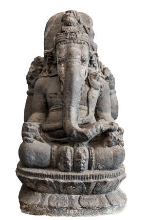 Ancient stone statue of the elephant god Ganesha (aka Ganapati, Vinayaka) in Indonesiaの写真素材