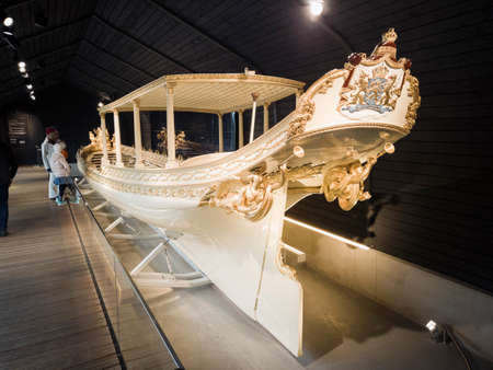 The Royal Chaloupe, or Royal Barge, build for King William I in 1816, in the National Maritime Museum (Maritime Museum) in Amsterdam, the Netherlands, on November 6, 2019のeditorial素材