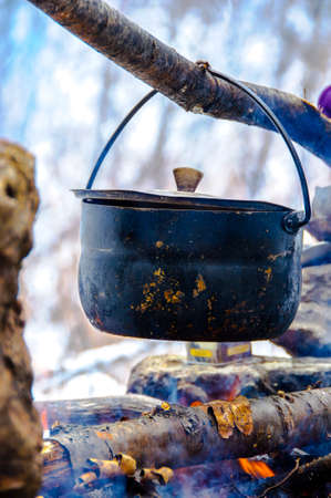 pot on the fireの写真素材