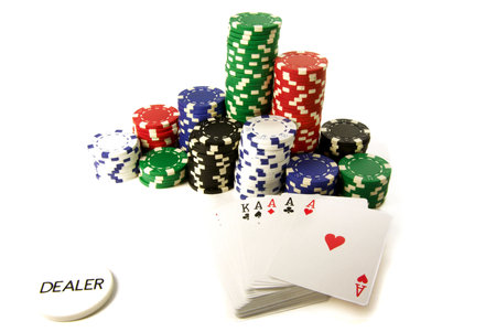 poker attributes: color chips cards and dealer button