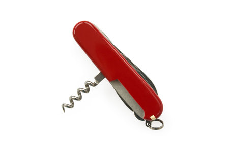 multifunctional red penknife isolated over white background