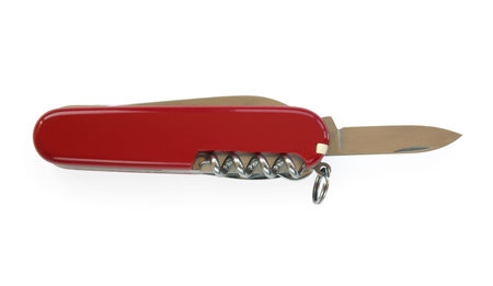 open red pocket knife isolated over white