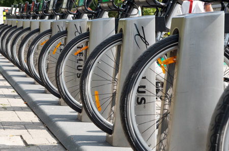 MONTREAL, CANADA - SEPTEMBER, 2015 - Bixi,the largest bike rental service in the Montreal area.