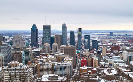 MONTREAL, CANADA - FEBRUARY, 2016 - Scenic view at winter downtown Montreal.のeditorial素材