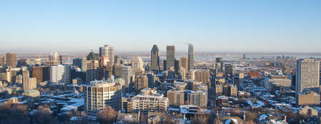 MONTREAL, CANADA - FEBRUARY, 2016 - Scenic view at winter downtown Montreal from Mount Royal mountain.のeditorial素材