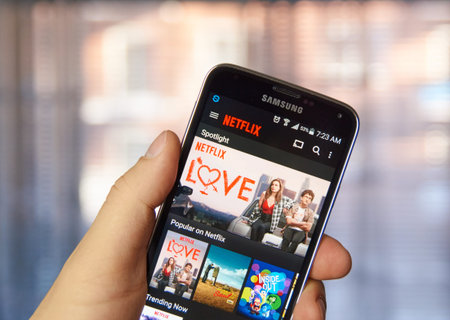 MONTREAL, CANADA - MARCH 4, 2016 - Netflix application running on android Samsung S5. Netflix is one...