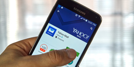 MONTREAL, CANADA - MARCH, 2016 - Yahoo Mail mobile application on Samsung device's screen. Yahoo is...