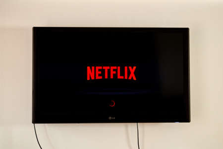 MONTREAL, CANADA - MARCH 20, 2016 - Netflix application running on LG TV. Netflix is a well known global provider of streaming movies and TV series.のeditorial素材