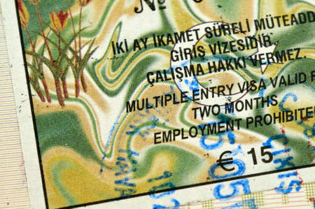 Turkish visa in passportの写真素材