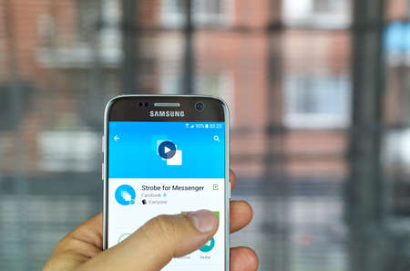 MONTREAL, CANADA - JUNE 24, 2016 : Facebook Strobe for Messenger is a GIF creator. It creates GIFs from user's photos, then sends them friends.のeditorial素材