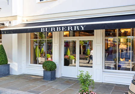 PARIS, FRANCE - MAY 10, 2017 : Burberry boutique in La Vallee Village. Burberry Group plc, is a British luxury fashion house headquartered in London, England.のeditorial素材