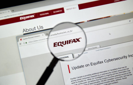 MONTREAL, CANADA - SEPTEMBER, 25 : Equifax Canada home page with information about cybersecurity...