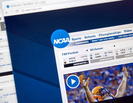 MONTREAL, CANADA - NOVEMBER 7, 2017: NCAA web page. The National Collegiate Athletic Association is...