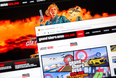 MONTREAL, CANADA - NOVEMBER 7, 2017: Grand Theft Auto Online home website. The game is a persistent...
