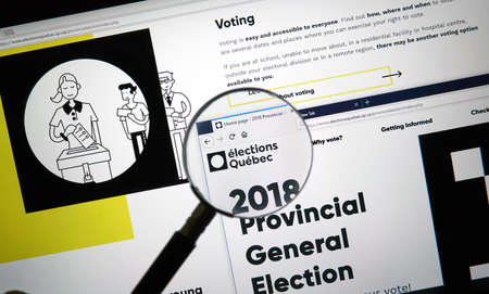 MONTREAL, CANADA - SEPTEMBER 8, 2018: Quebect elections official site. The 42nd Quebec general election is scheduled for October 1, 2018 to elect members to the National Assembly of Quebecのeditorial素材