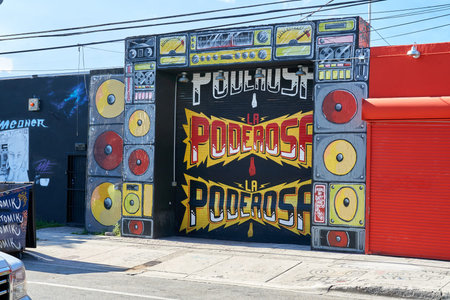 MIAMI, USA - AUGUST 22, 2018: Wynwood Walls Miami graffiti. Wynwood is a neighborhood in Miami,...
