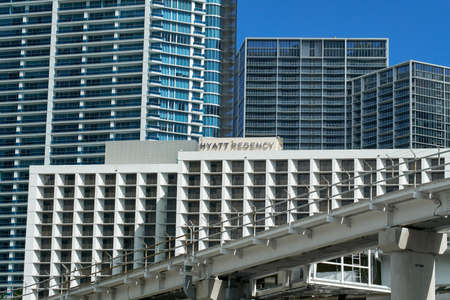MIAMI, USA - AUGUST 22, 2018: Hyatt Regency Hotel in downtown Miami Floridaのeditorial素材