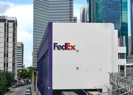 MIAMI, USA - AUGUST 22, 2018 FedEx facility in downtown Miami Florida. FedEx Corporation is an...