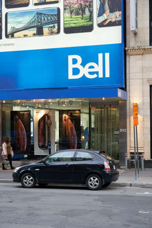 MONTREAL, CANADA - OCTOBER 4, 2018: Bell Canada office and sign. Bell Canada is one of the largest Canadian telecommunications company with its headquarter in Montreal, Canada.のeditorial素材