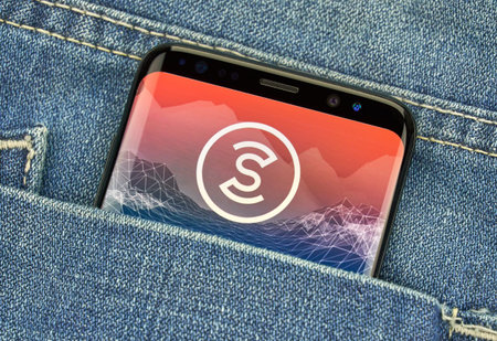 MONTREAL, CANADA - December 23, 2018: Sweatcoin android app and logo on Samsung s8 screen. Sweatcoin...