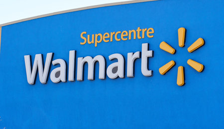MONTREAL, CANADA - APRIL 30, 2019: Walmart store front and logo. Walmart is an American...