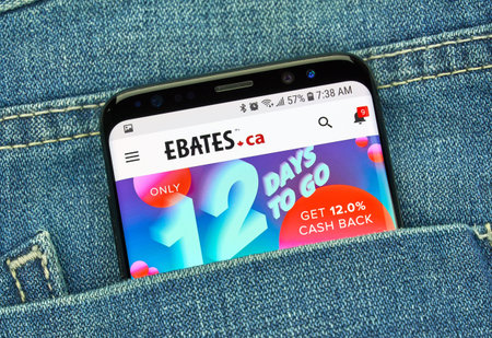 MONTREAL, CANADA - December 23, 2018: Ebates Canada android app on Samsung s8 screen. Ebates is a...