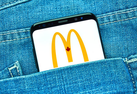 MONTREAL, CANADA - December 23, 2018: McDonalds android app on Samsung s8 screen. McDonald's is an...