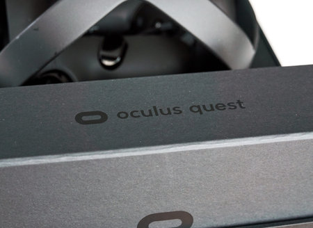 Montreal, Canada - December 23, 2019: Oculus Quest VR logo. The Oculus Quest is a first all in...