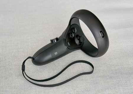 Montreal, Canada - December 23, 2019: Oculus Quest VR controller. The Oculus Quest is a first all in...