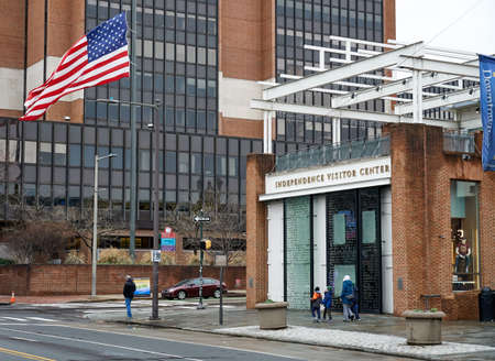 Philadelphia, USA - December 14, 2019: Independence Visitor Center building. Independence Visitor Center is the official visitor center of Philadelphia located in Independence National Historical Parkのeditorial素材