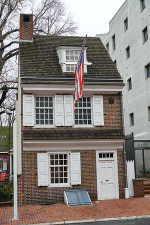 Philadelphia, USA - December 14, 2019: Betsy Ross House. The Betsy Ross House is a landmark in Philadelphia the place where flag-maker Betsy Ross lived when she sewed the first American Flagのeditorial素材
