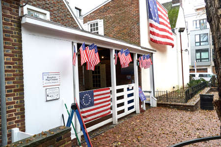 Philadelphia, USA - December 14, 2019: Betsy Ross House. The Betsy Ross House is a landmark in Philadelphia the place where flag-maker Betsy Ross lived when she sewed the first American Flagのeditorial素材