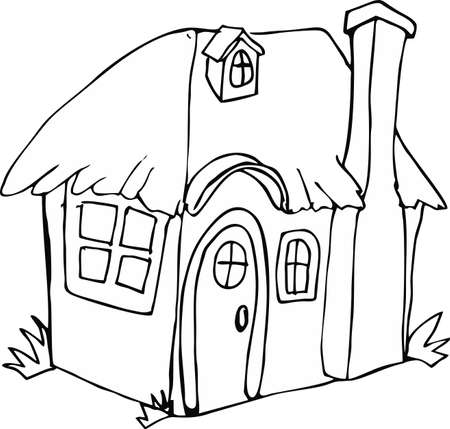 Drawn doodle style fairy house cartoonのイラスト素材
