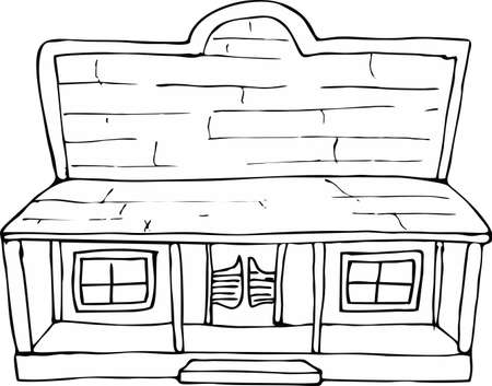 Drawn doodle style westren house cartoonのイラスト素材