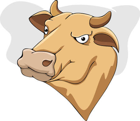 Illustration cartoon cow headのイラスト素材
