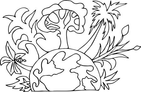 Eco friendly lifestyle concept. Go green eco poster. The planet Earth hand-drawnの写真素材