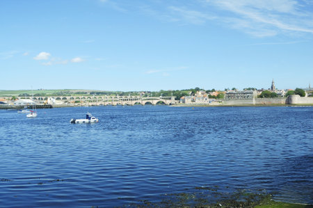 Berwick-upon-Tweed and river Tweed estuaryの写真素材