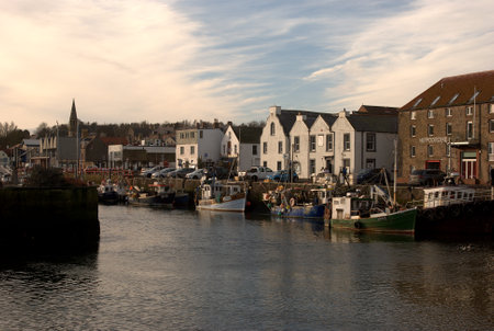 Eyemouth harbour in November, Berwickshireの写真素材